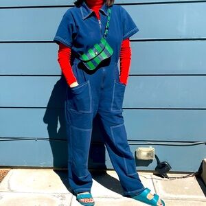 Noble Utility Jumpsuit Navy Contrast Stitch- M